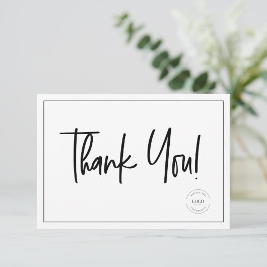 Eenvoudig Zwart Wit Zakelijk Logo Sociale Pictogra Bedankkaart (Staand voorkant)