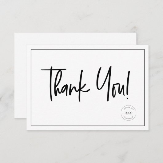 Eenvoudig Zwart Wit Zakelijk Logo Sociale Pictogra Bedankkaart (Voorkant / Achterkant)
