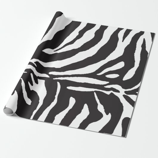 Eenvoudig zwart-wit Zebra Stripe Patroon Cadeaupapier (Uitgerold)