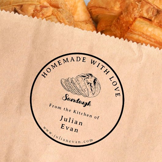 Eenvoudig zwart-wit zelfgemaakt zuurdesem rubberstempel