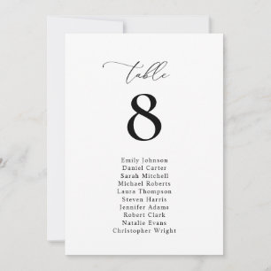 Eenvoudig zwart-wit Zitplaatskaart