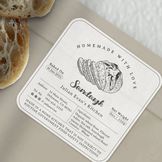 Eenvoudig zwart-wit zuurdesem Cottage Law Label