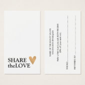 Eenvoudig zwart, wit, zwart, Gold Heart Visitekaartje (Voorkant /achterkant)