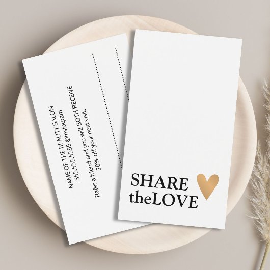 Eenvoudig zwart, wit, zwart, Gold Heart Visitekaartje