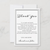 Eenvoudig zwart-witcalligrafisch huwelijk bedankkaart (Voorkant)