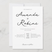 Eenvoudig zwart-witcalligrafisch huwelijk kaart (Voorkant)