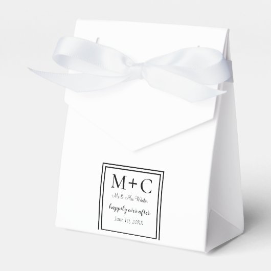 Eenvoudig zwart-withuwelijk bedankdoosjes (Voorkant Zijde)