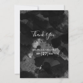 Eenvoudig zwart withuwelijk bedankkaart