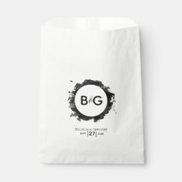 Eenvoudig zwart withuwelijk bedankzakje