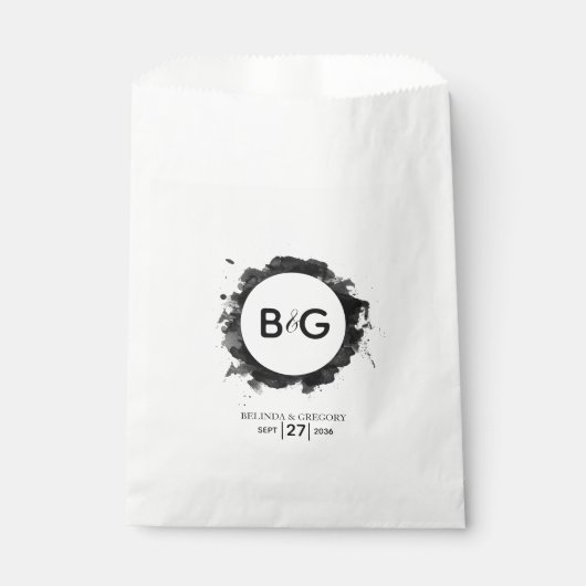 Eenvoudig zwart withuwelijk bedankzakje (Voorkant)