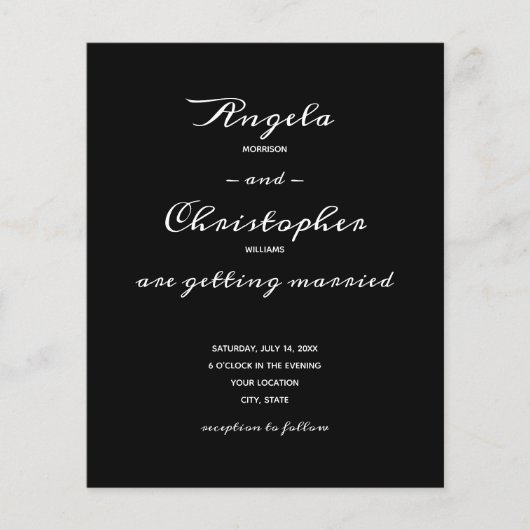 Eenvoudig zwart withuwelijk in één keer (Voorkant)