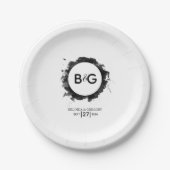 Eenvoudig zwart withuwelijk papieren bordje (Voorkant)