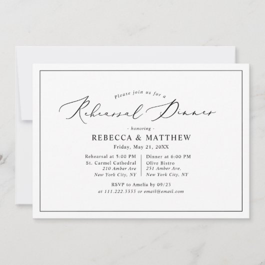 Eenvoudig zwart-withuwelijk repetitie kaart (Voorkant)