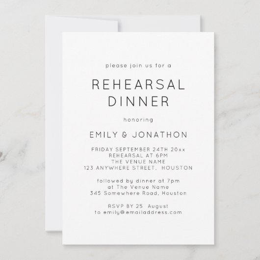 Eenvoudig zwart-withuwelijk repetitie kaart (Voorkant)