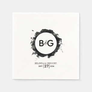 Eenvoudig zwart withuwelijk servet