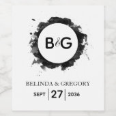 Eenvoudig zwart withuwelijk wijn etiket (Enkel label)