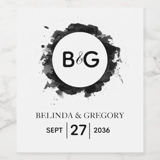 Eenvoudig zwart withuwelijk wijn etiket (Enkel label)