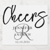 Eenvoudig zwart-witkalligrafisch script sparkling wijnetiket (Enkel label)