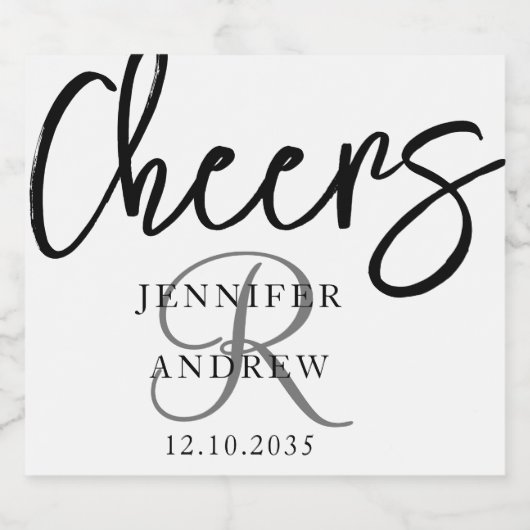 Eenvoudig zwart-witkalligrafisch script sparkling wijnetiket (Enkel label)