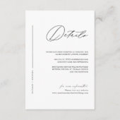 Eenvoudig zwart-witminimalistisch huwelijk — detai informatiekaartje (Voorkant)