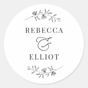 Eenvoudig zwart-witpaar Namen Klassieke ronde Sticker