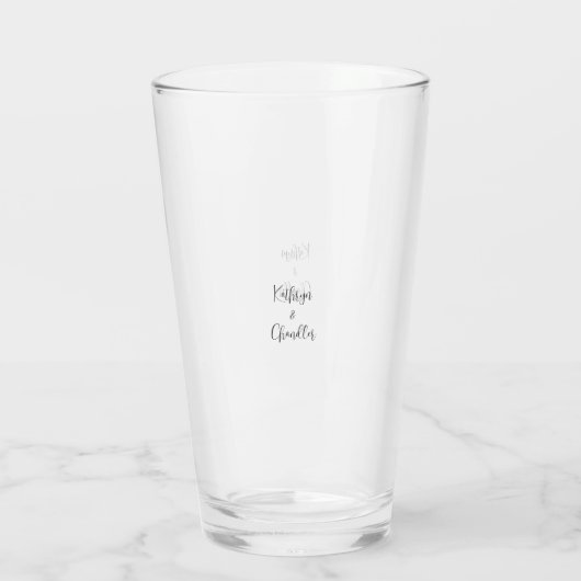 Eenvoudig zwart-witpaar Names Wedding Glass Glas (Achterkant)