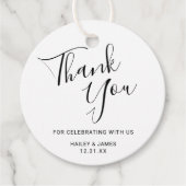 Eenvoudig zwart-witscript bruiloft Hartelijk dank Bedankjes Labels (Voorkant)