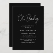 Eenvoudig zwart-witscript elegant Baby shower Kaart (Voorkant / Achterkant)