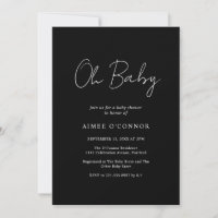 Eenvoudig zwart-witscript elegant Baby shower