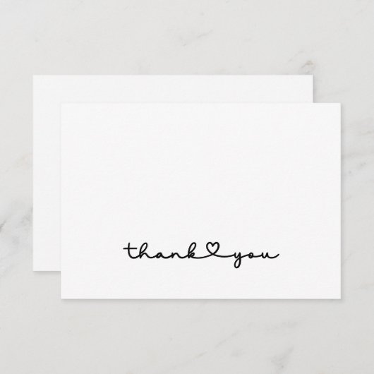 Eenvoudig zwart-witscript hartelijk dank bedankkaart (Voorkant / Achterkant)