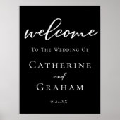 Eenvoudig zwart witscript modern welkomsthuwelijk poster (Voorkant)