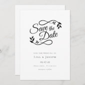 Eenvoudig zwart-witscript save the date (Voorkant / Achterkant)