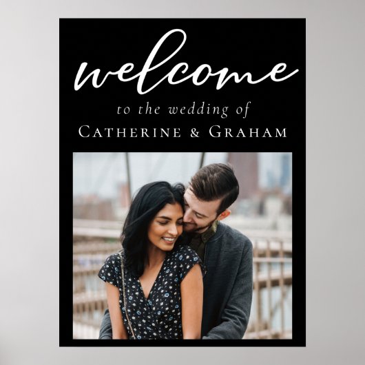 Eenvoudig zwart witscript Welkomstwedstrijd voor f Poster (Voorkant)