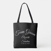 Eenvoudig zwart-witteam en bruisbruin huwelijk tote bag (Achterkant)