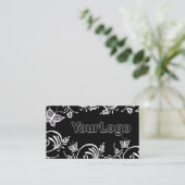 Eenvoudig zwart-witvlinderminimalistisch Logo Visitekaartje (Staand voorkant)