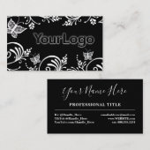 Eenvoudig zwart-witvlinderminimalistisch Logo Visitekaartje (Voorkant / Achterkant)