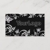 Eenvoudig zwart-witvlinderminimalistisch Logo Visitekaartje (Voorkant)