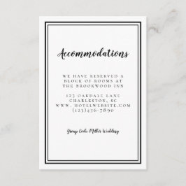 Eenvoudig zwart-witwbruiloft informatiekaartje