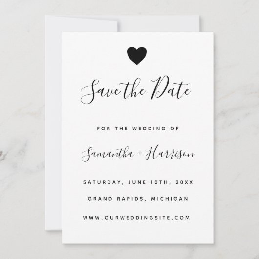 Eenvoudig zwart-witwweddenschap waarop u de datumk kaart (Voorkant)