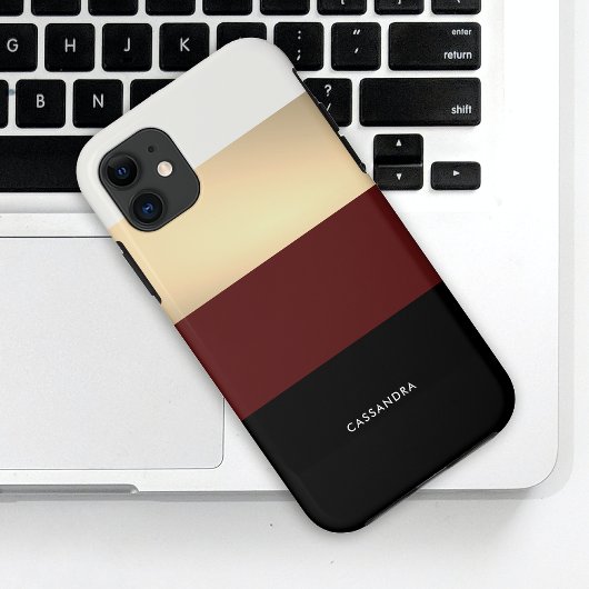 Eenvoudig zwart zwart goud, Bourgogne rood, persoo Case-Mate iPhone Case