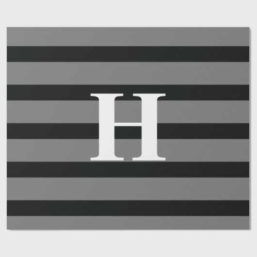Eenvoudig zwart zwart grijs wit stripmonogram cadeaupapier (Vlak)