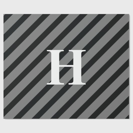 Eenvoudig zwart zwart grijs wit stripmonogram cadeaupapier (Vlak)