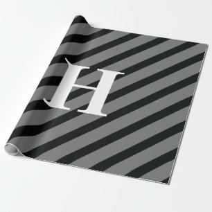 Eenvoudig zwart zwart grijs wit stripmonogram cadeaupapier