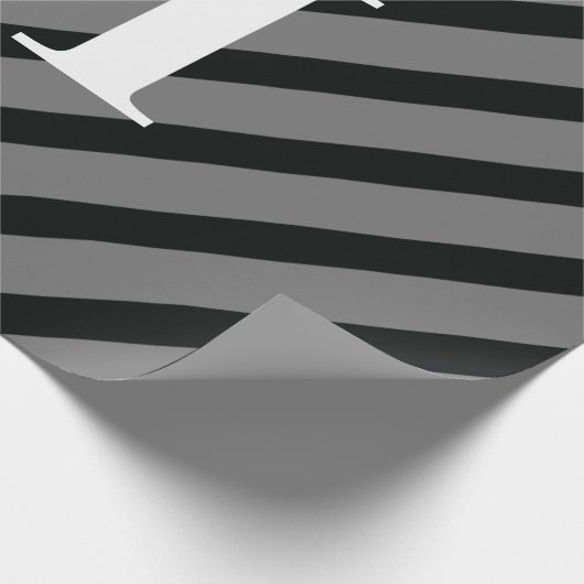 Eenvoudig zwart zwart grijs wit stripmonogram cadeaupapier (Hoek)