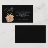 Eenvoudig zwarte cadeauregister huwelijksfonds informatiekaartje (Voorkant / Achterkant)