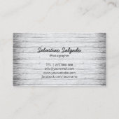 Eenvoudig zwarte en witte fotografische camera-len visitekaartje (Achterkant)