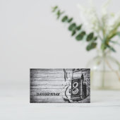 Eenvoudig zwarte en witte fotografische camera-len visitekaartje (Staand voorkant)