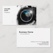 Eenvoudig zwarte en witte fotografische camera-len visitekaartje (Voorkant / Achterkant)