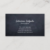 Eenvoudig zwarte en witte fotografische camera-len visitekaartje (Achterkant)