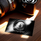 Eenvoudig zwarte en witte fotografische camera-len visitekaartje